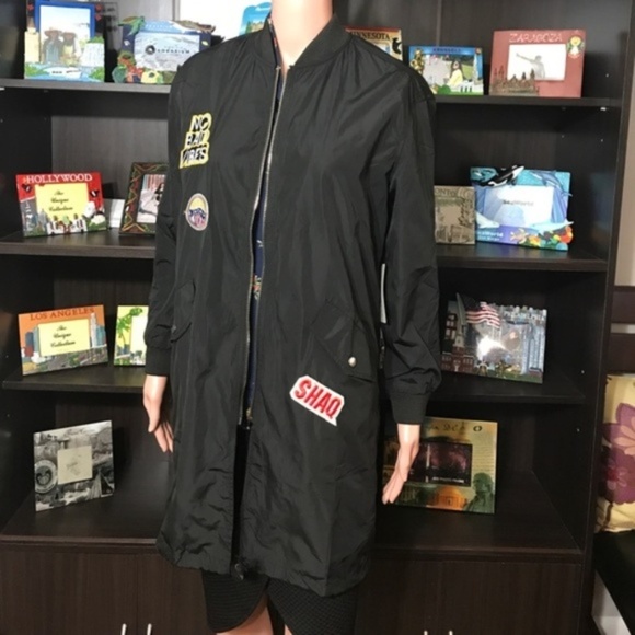 Patch Long Bomber Jacket - Picture 5 of 8